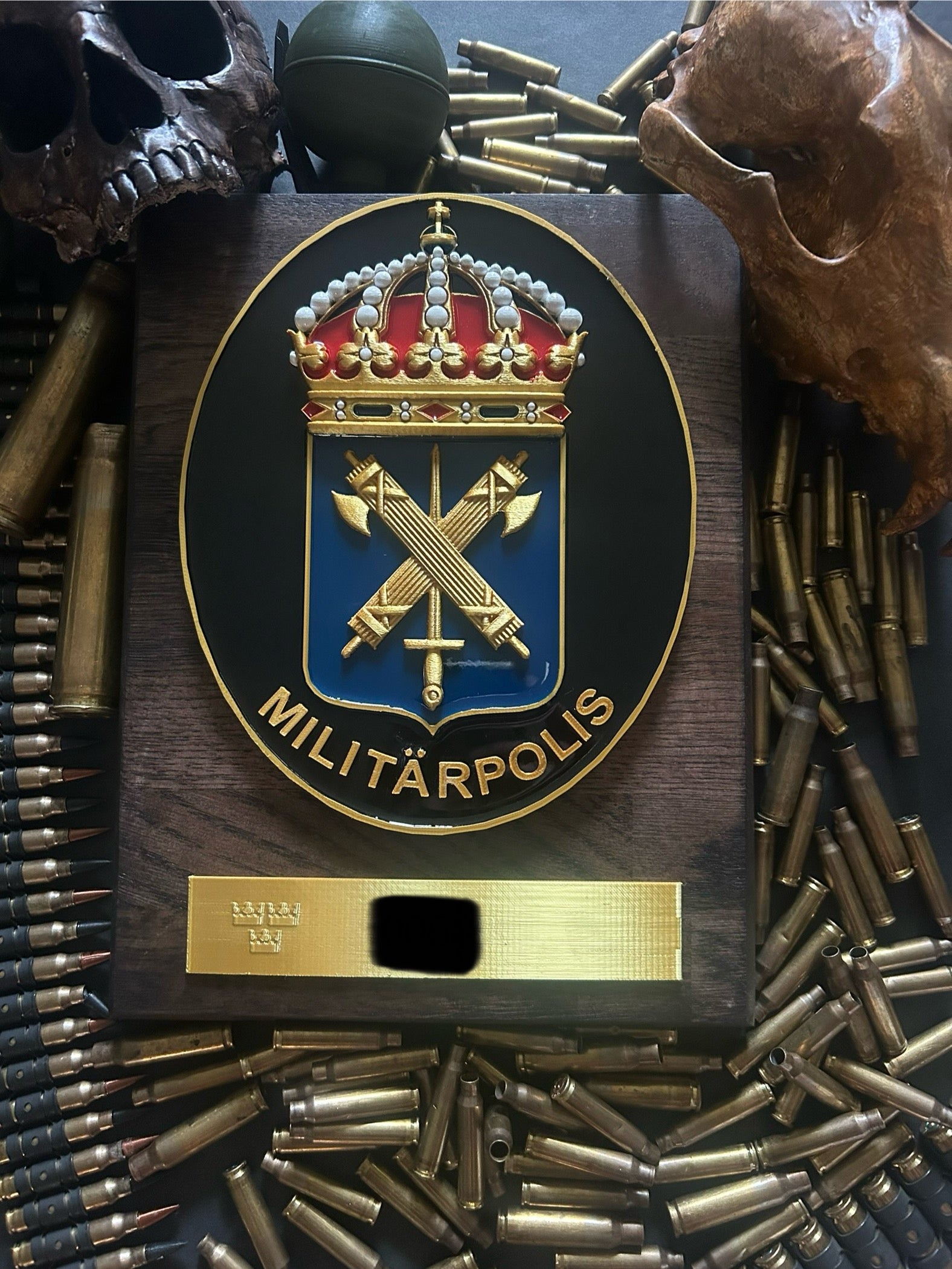 Oak plaque with custom 3d logo with epoxi