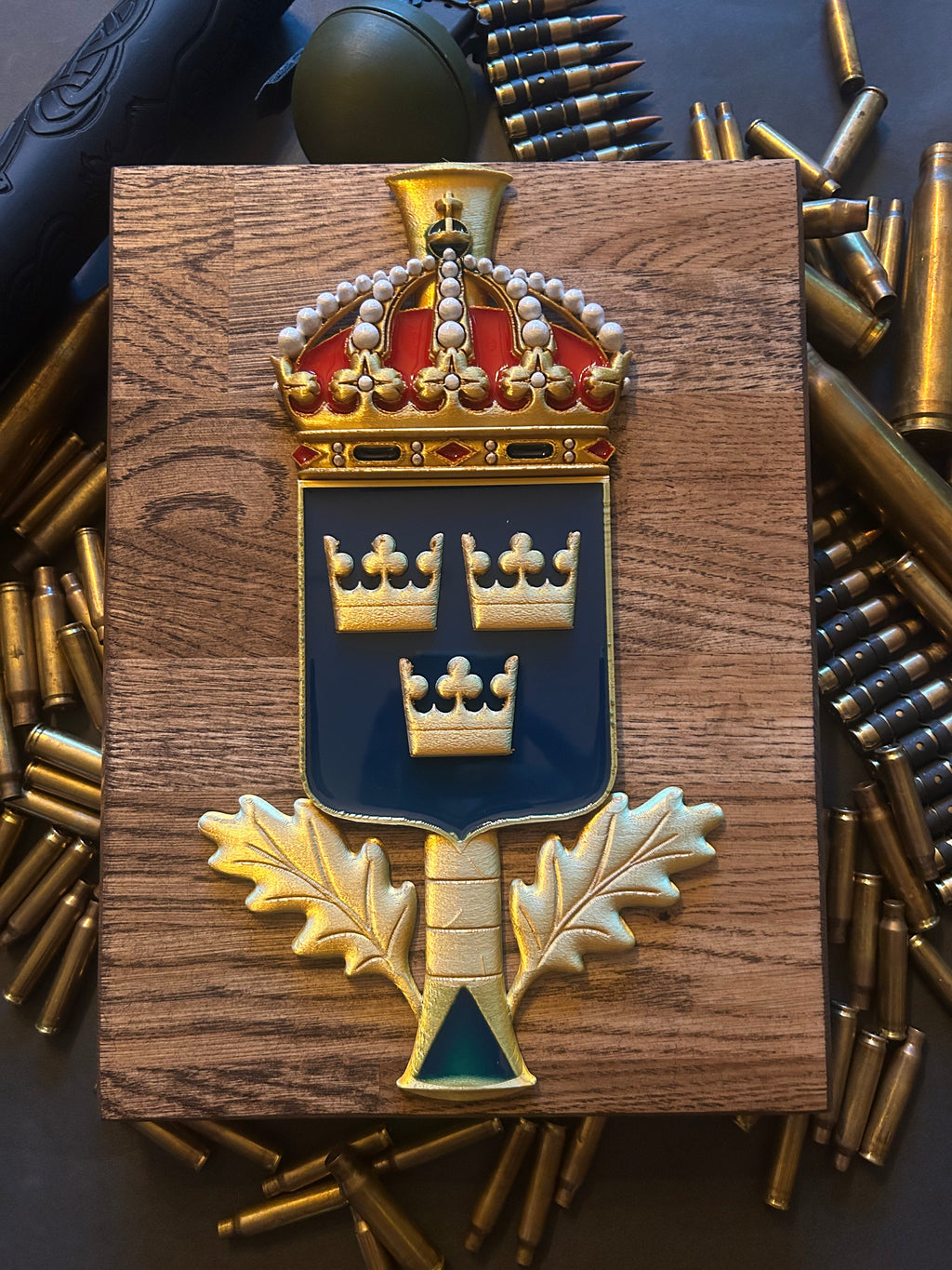 Oak plaque with custom 3d logo with epoxi