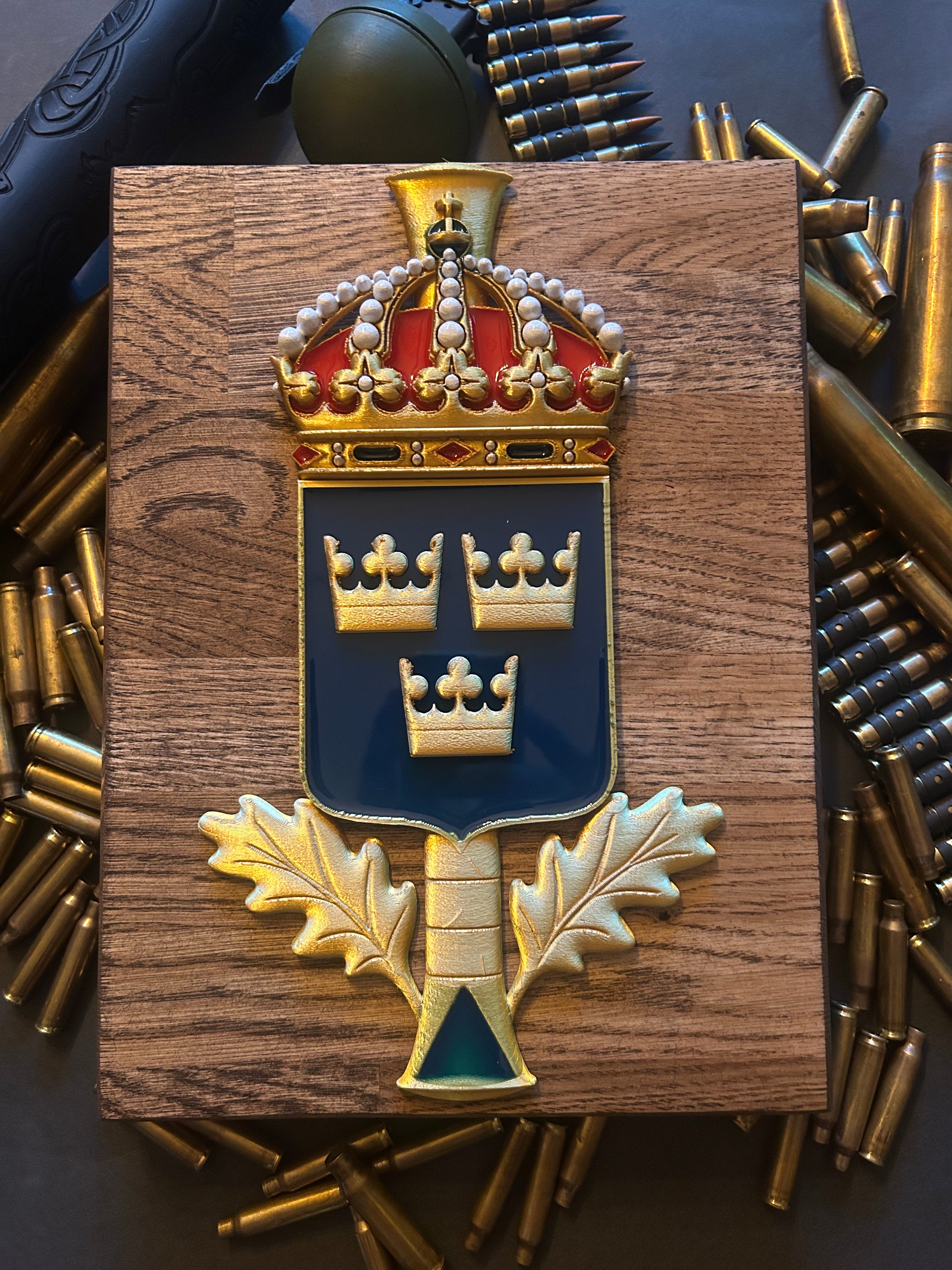 Oak plaque with custom 3d logo with epoxi