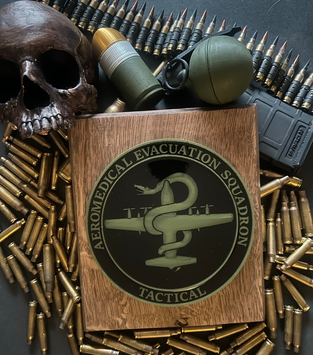 Oak plaque with custom 3d logo with epoxi
