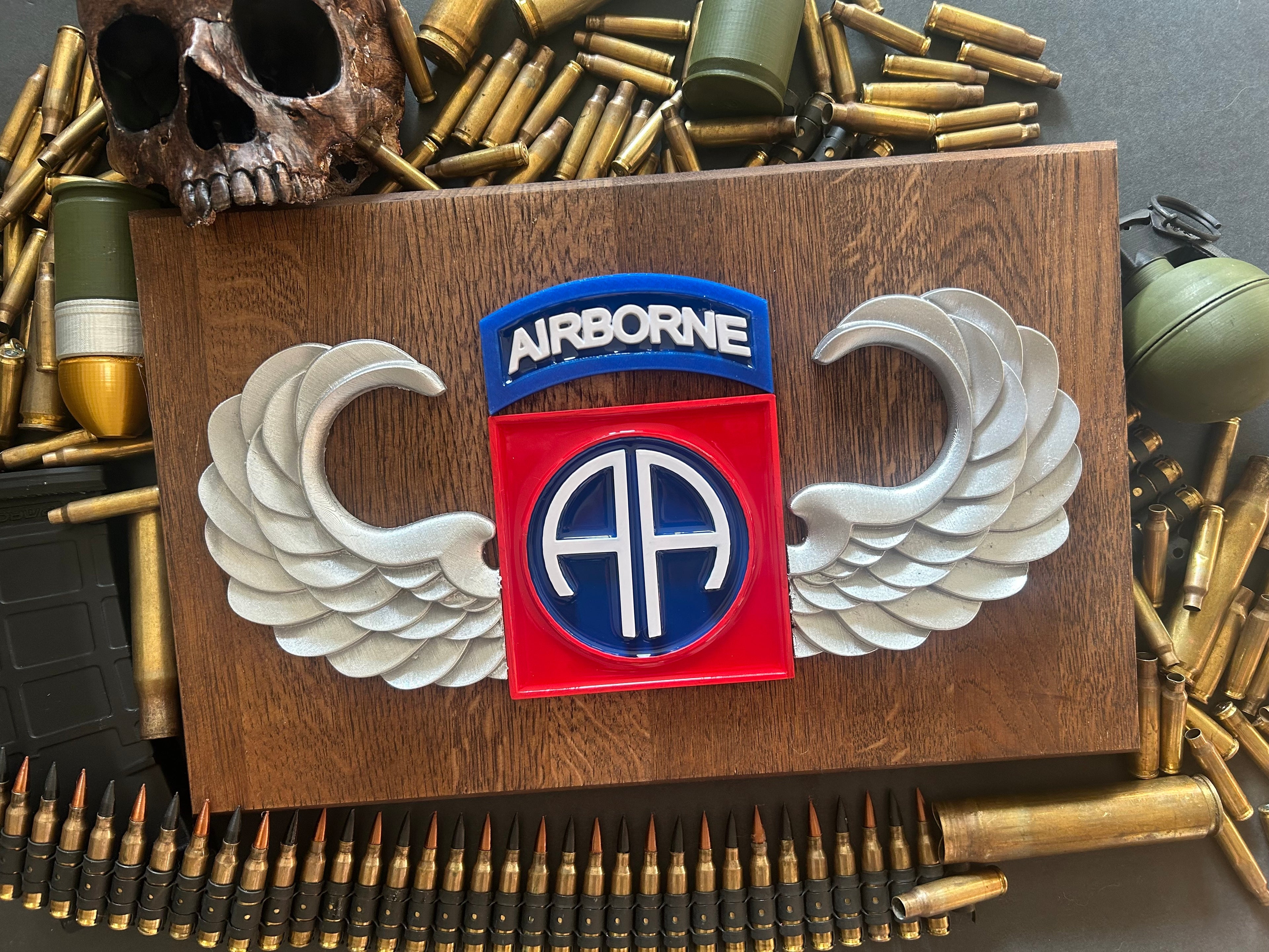 Oak plaque with custom 3d logo with epoxi